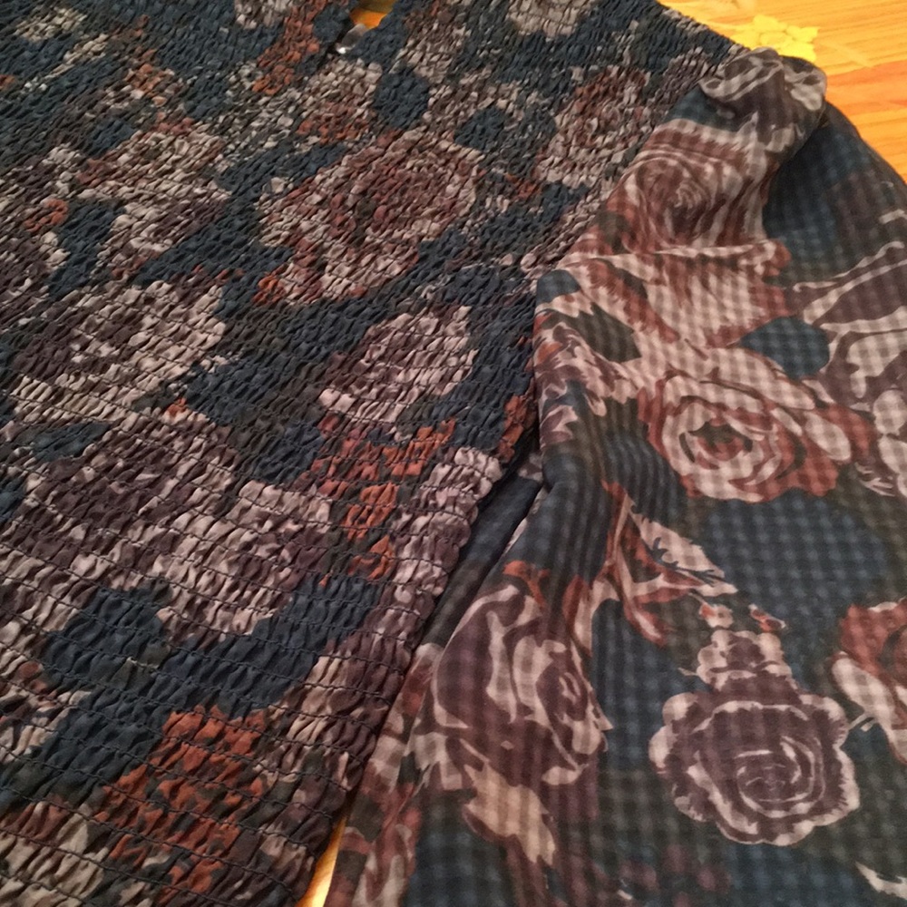 Zara puff sleeves Smocked Floral Print Ruffled Hem Mini Dress sz.XS - Picture 13 of 16